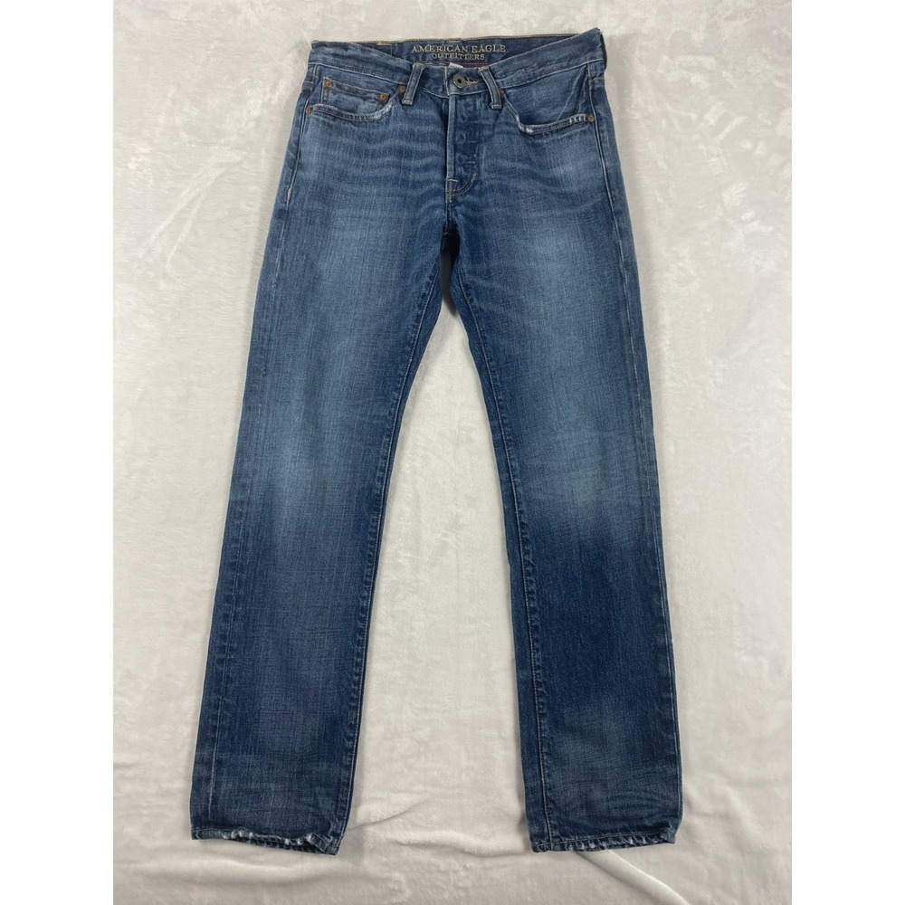 American Eagle Jeans Men Sz 28x32 (atual 29x30) Medium Wash Slim Straight
